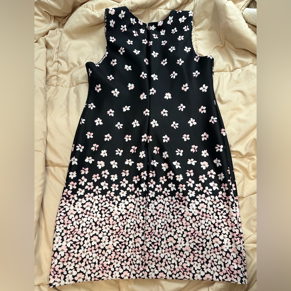 Tommy Hilfiger gorgeous dress with pink, black, muted gold and white flowers.
